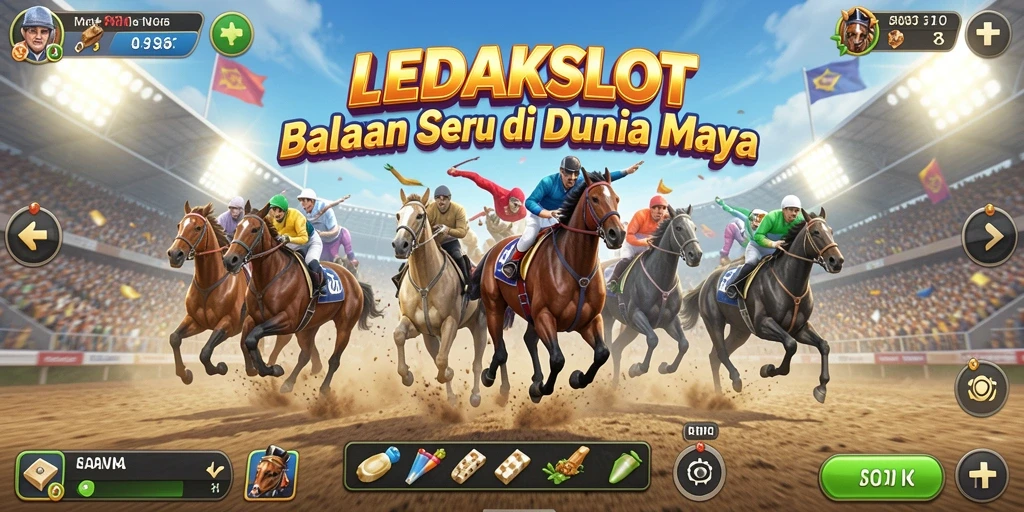 Screenshot LEDAKSLOT menunjukkan aksi balapan yang mendebarkan.