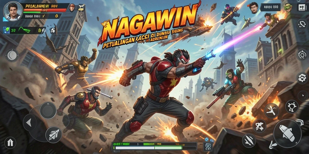 Screenshot NAGAWIN menampilkan intensitas pertempuran yang seru dan gameplay memukau.