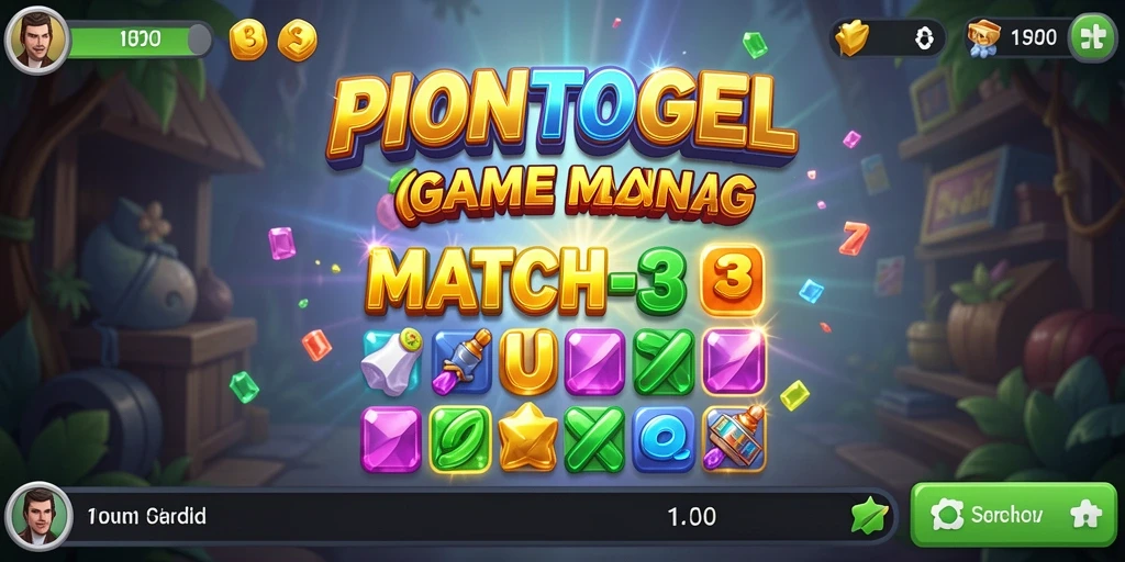 Tampilan gameplay PIONTOGEL dengan berbagai tantangan Match-3.