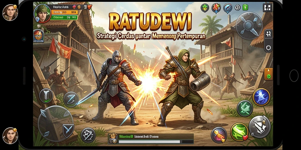 Tampilan gameplay <strong>RATUDEWI</strong> yang memukau dalam pertempuran strategi.