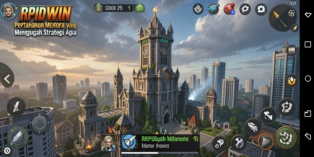 Tampilan gameplay RPIDWIN dengan berbagai menara dan musuh yang menarik.