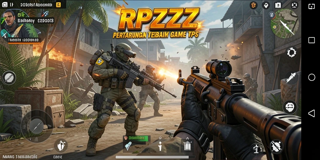Screenshot utama RPZZZ menampilkan aksi seru dalam pertarungan TPS.