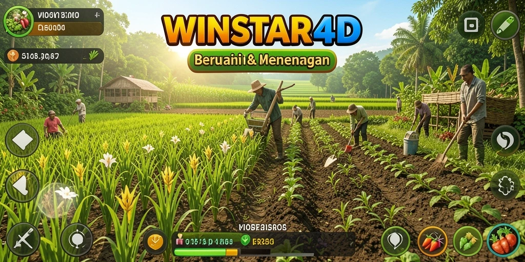 Tampilan gameplay <strong>WINSTAR4D</strong> yang menarik saat bertani dan merawat hewan.